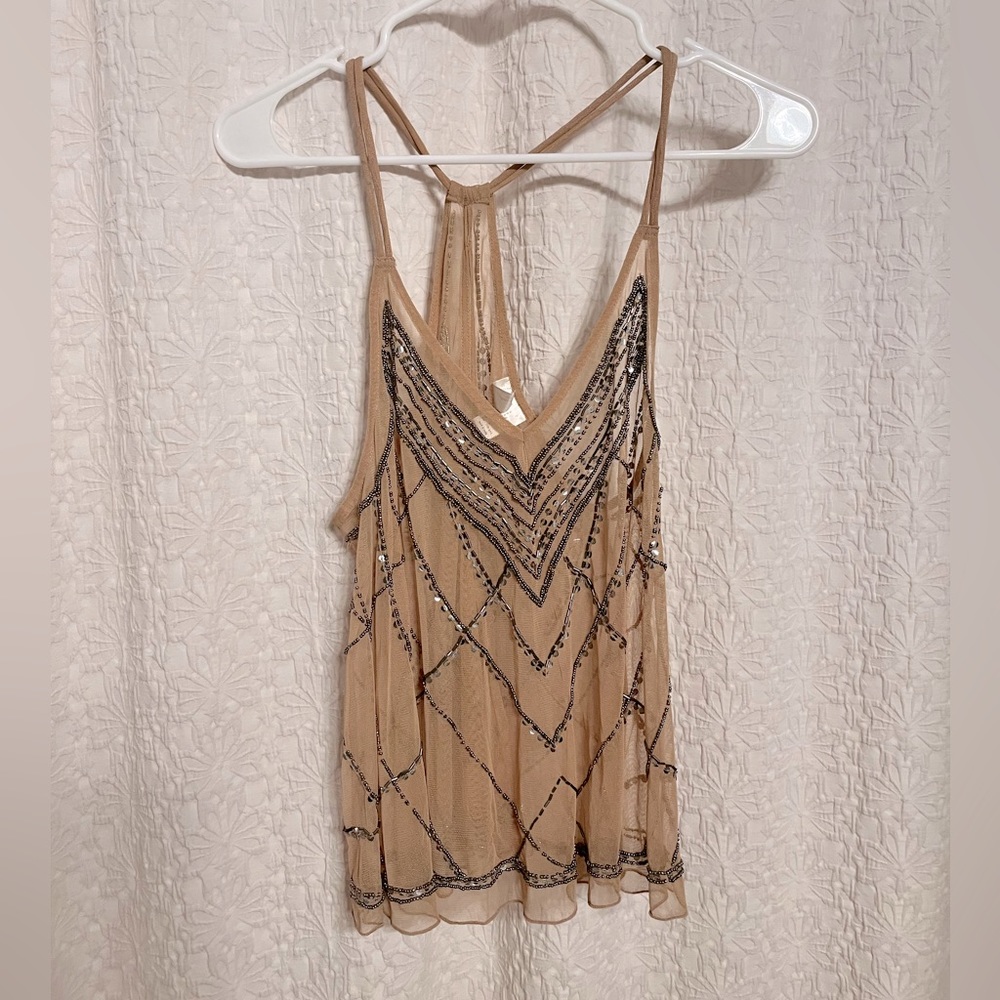 Mesh sequined blouse